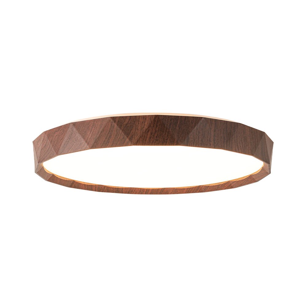 Geometric Wood Style Dimmable LED Flush Mount Light