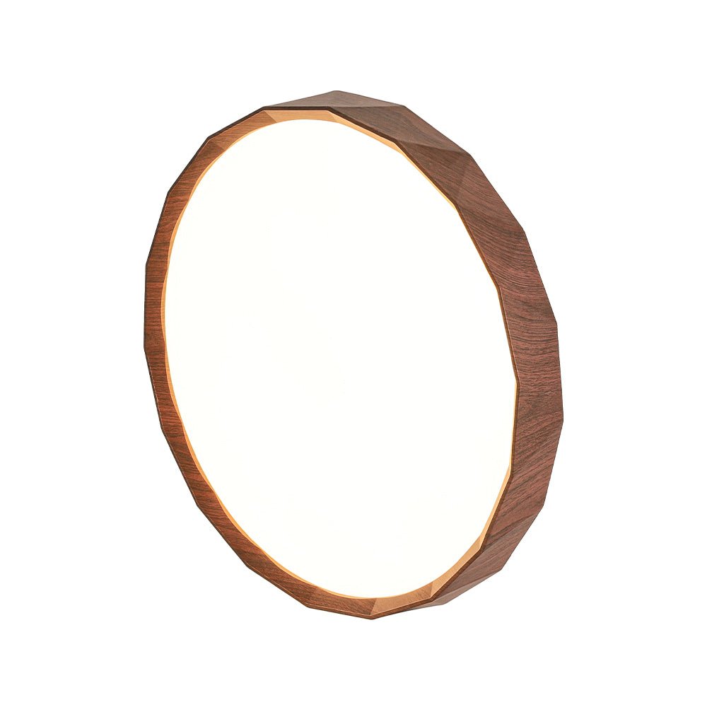 Geometric Wood Style Dimmable LED Flush Mount Light