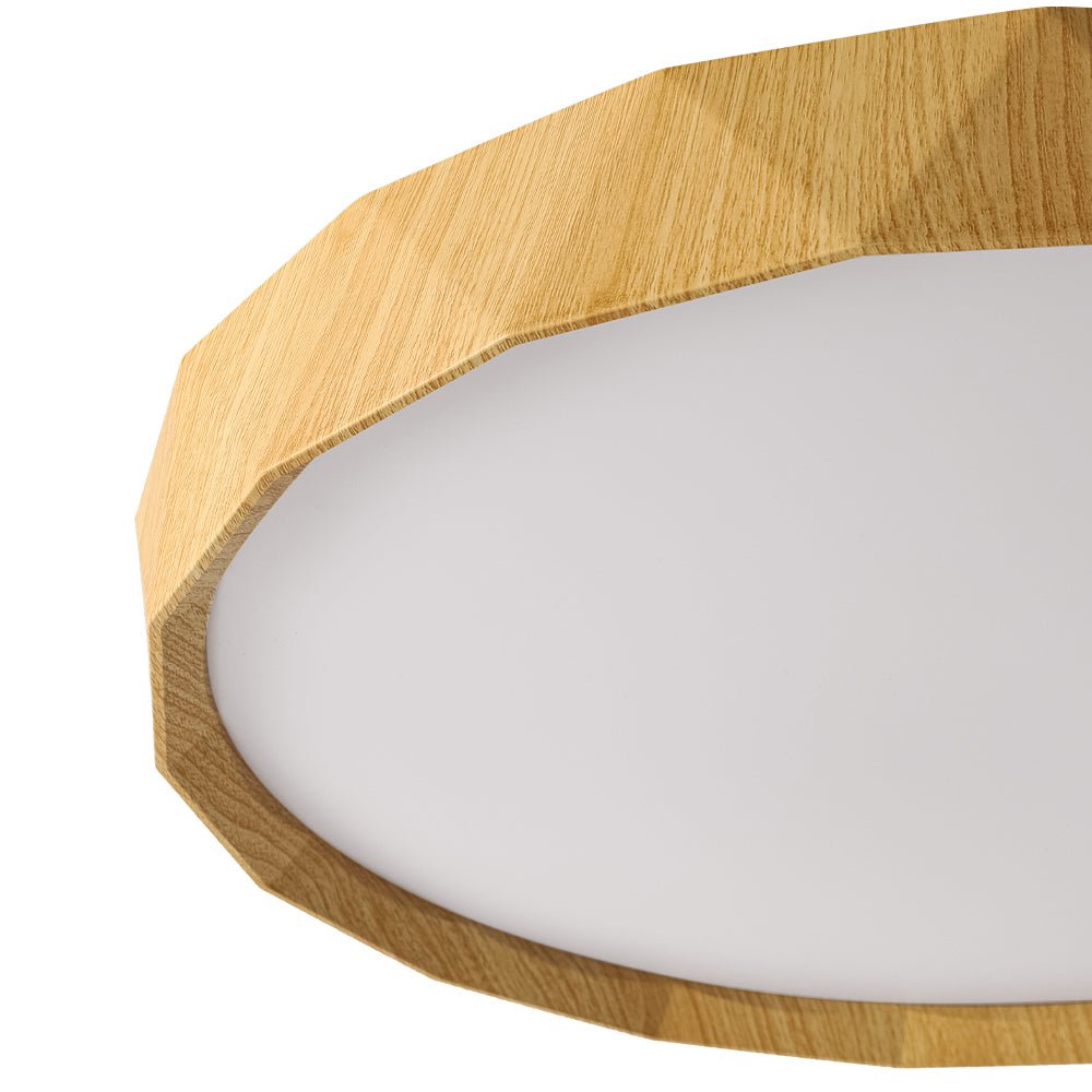 Geometric Wood Style Dimmable LED Flush Mount Light