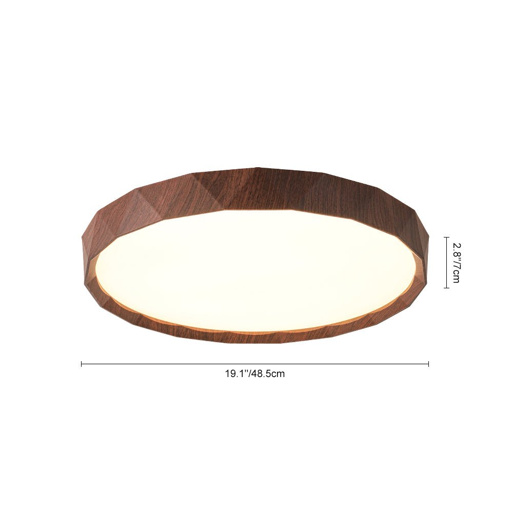 Geometric Wood Style Dimmable LED Flush Mount Light