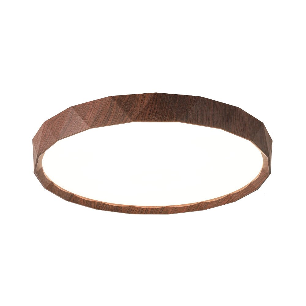 Geometric Wood Style Dimmable LED Flush Mount Light