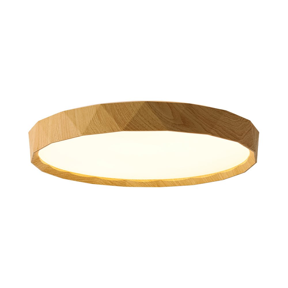 Geometric Wood Style Dimmable LED Flush Mount Light
