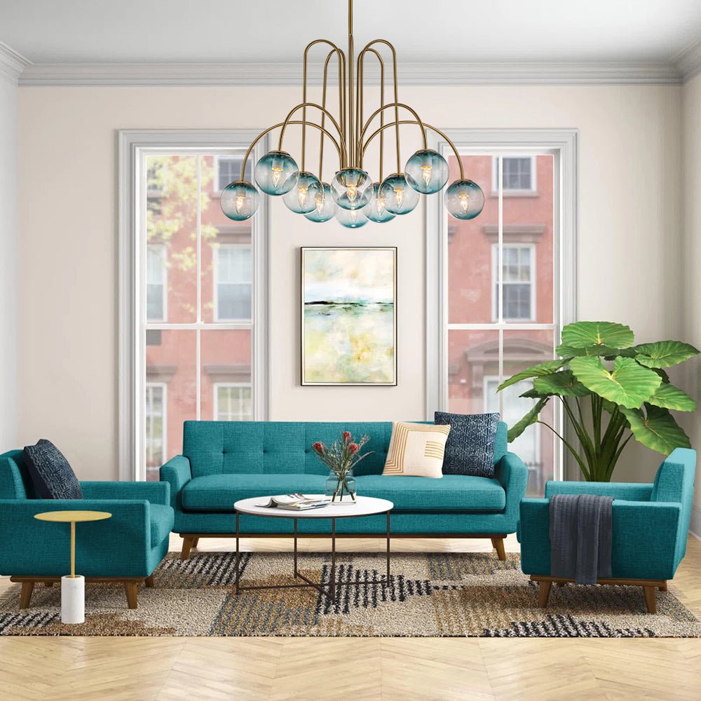 (OpenBox) Glam 10-Light Blue Glass Globe Bubble Chandelier
