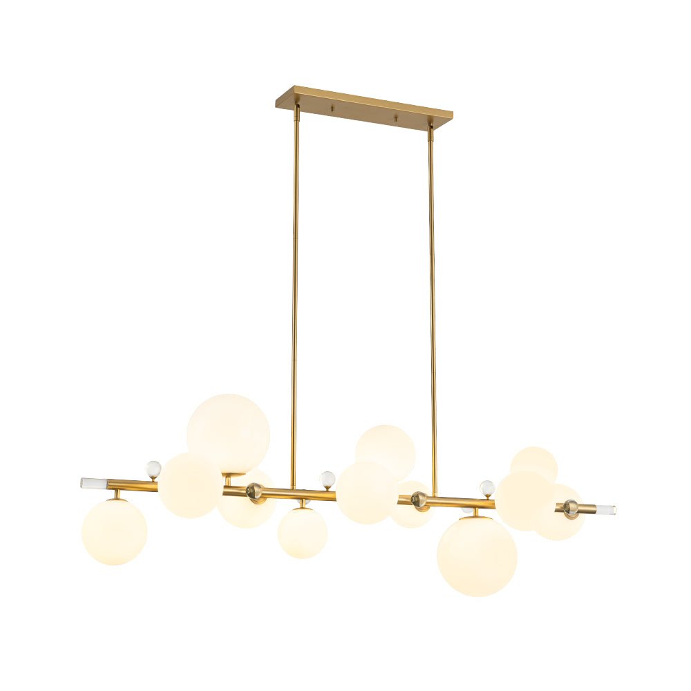 Glam 12-Light Shine Opal Glass Globe Linear Island Chandelier
