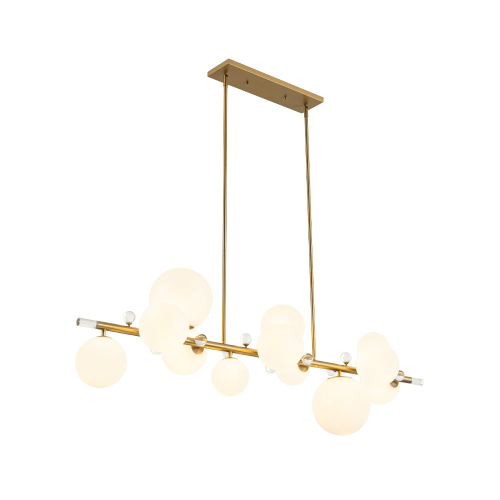 Glam 12-Light Shine Opal Glass Globe Linear Island Chandelier