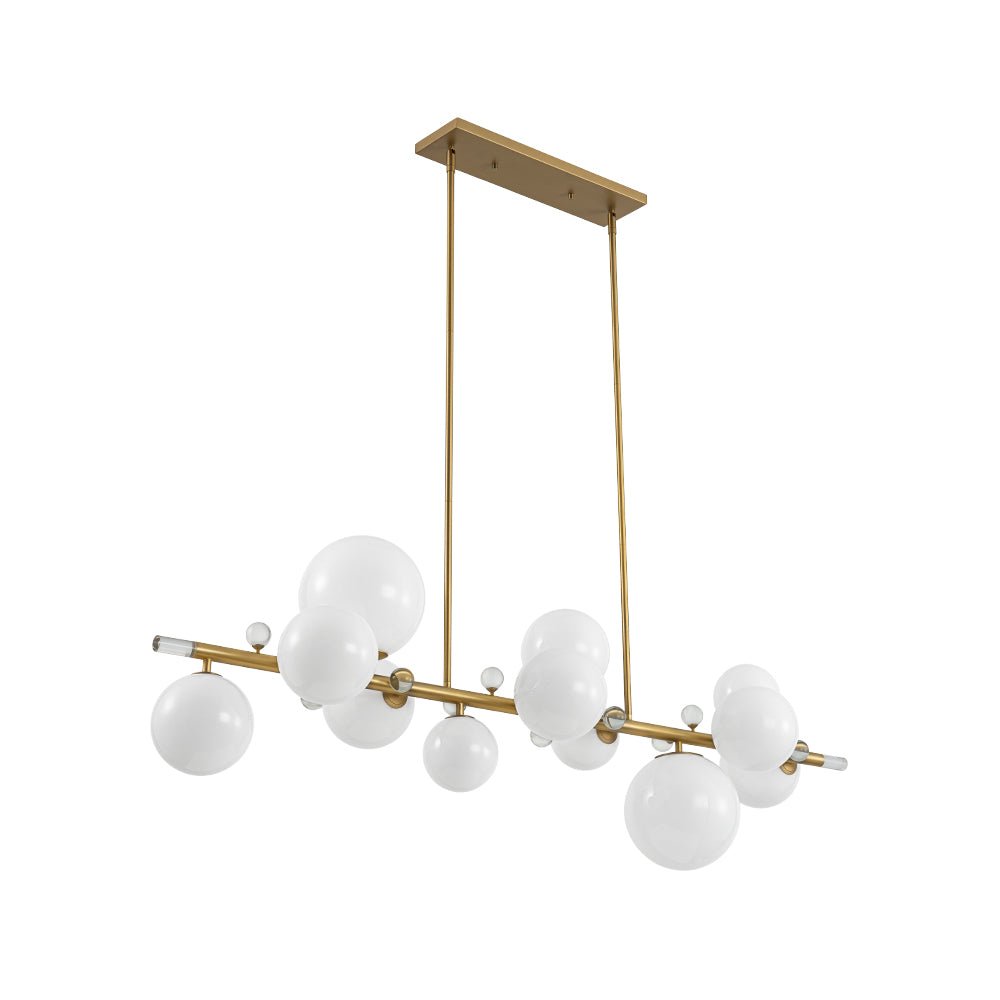 Glam 12-Light Shine Opal Glass Globe Linear Island Chandelier