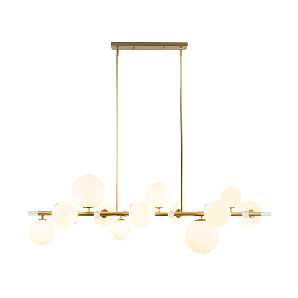 Glam 12-Light Shine Opal Glass Globe Linear Island Chandelier