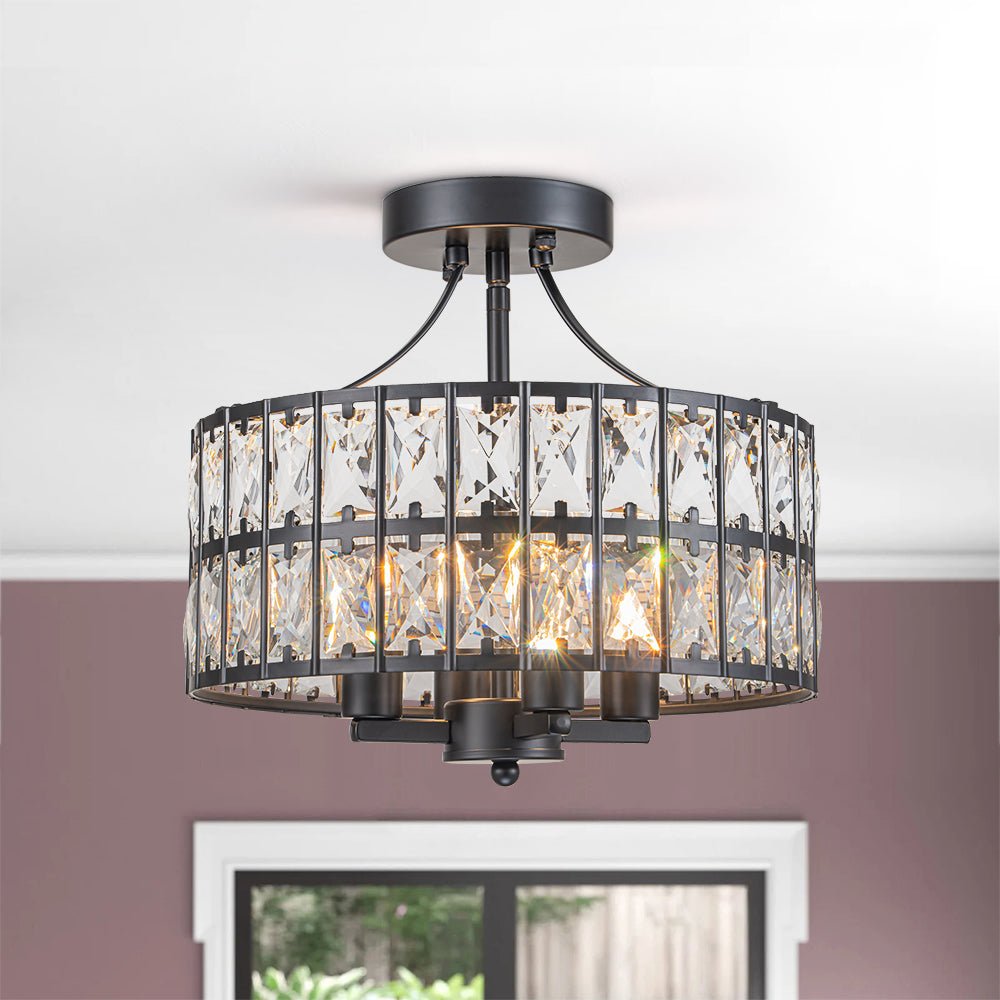 Glam 4-Light Drum Crystal Ceiling Light