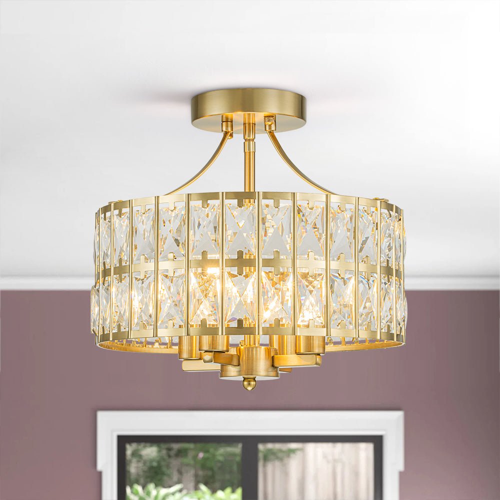 Glam 4-Light Drum Crystal Ceiling Light