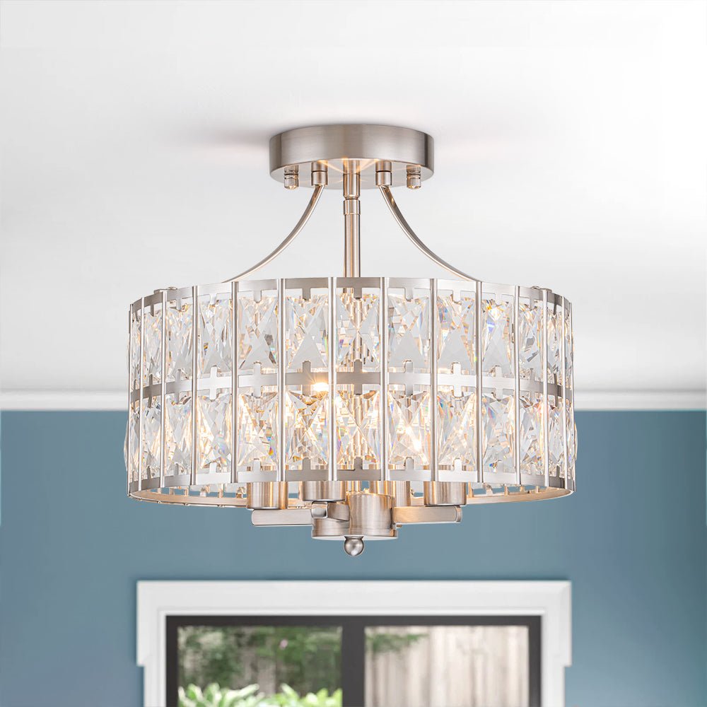 Glam 4-Light Drum Crystal Ceiling Light