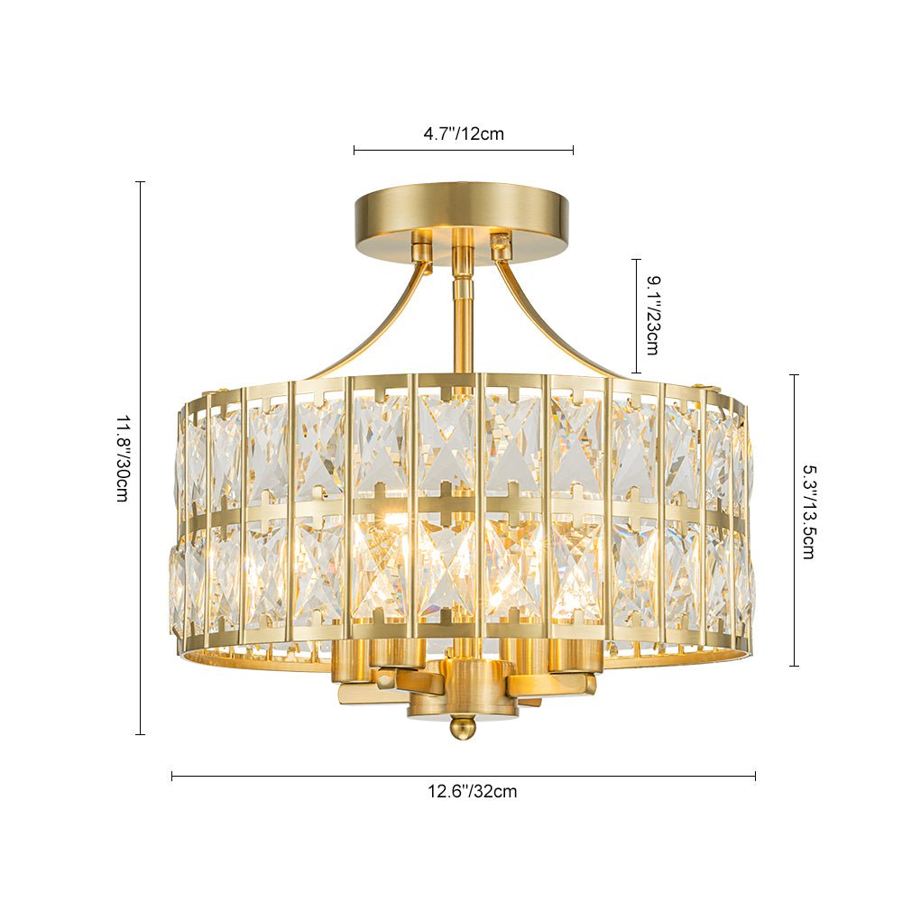 Glam 4-Light Drum Crystal Ceiling Light