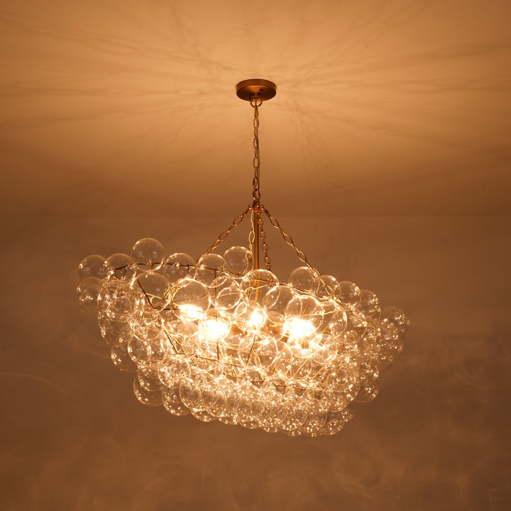 Glam 8-Light Tiered Clear Glass Bubble Island Chandelier