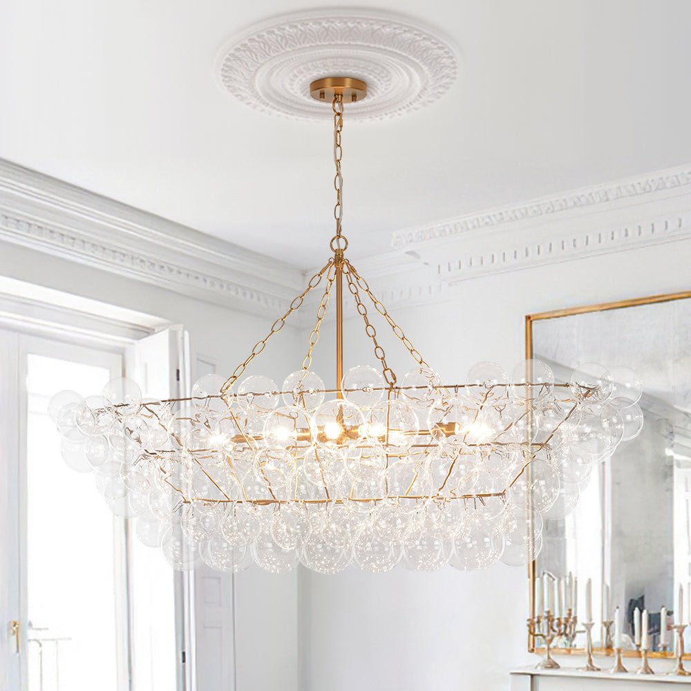 Glam 8-Light Tiered Clear Glass Bubble Island Chandelier