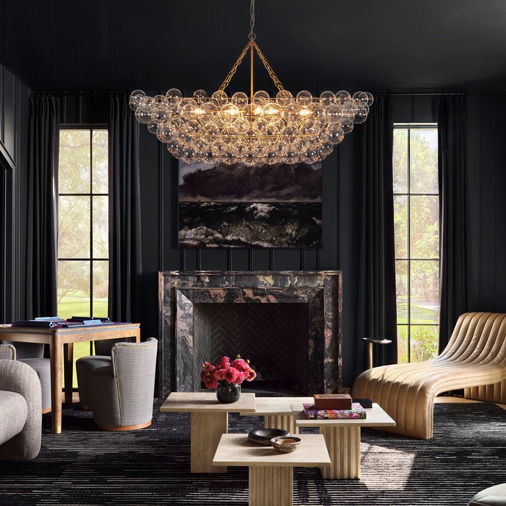 Glam 8-Light Tiered Clear Glass Bubble Island Chandelier