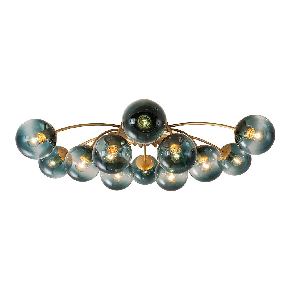 Glam Bloom 12-Light Blue Glass Bubble Semi Flush Chandelier