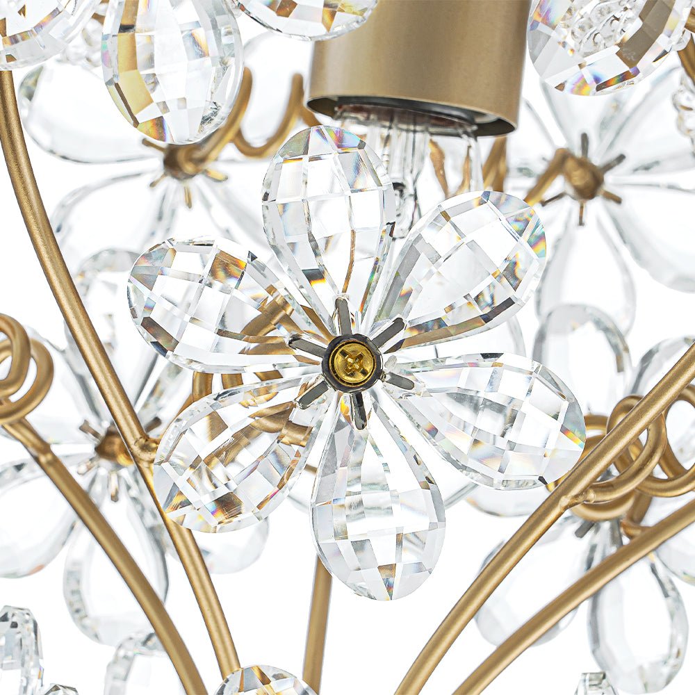 Glam Bloom Floral Crystal Accented Cage Pendant Light
