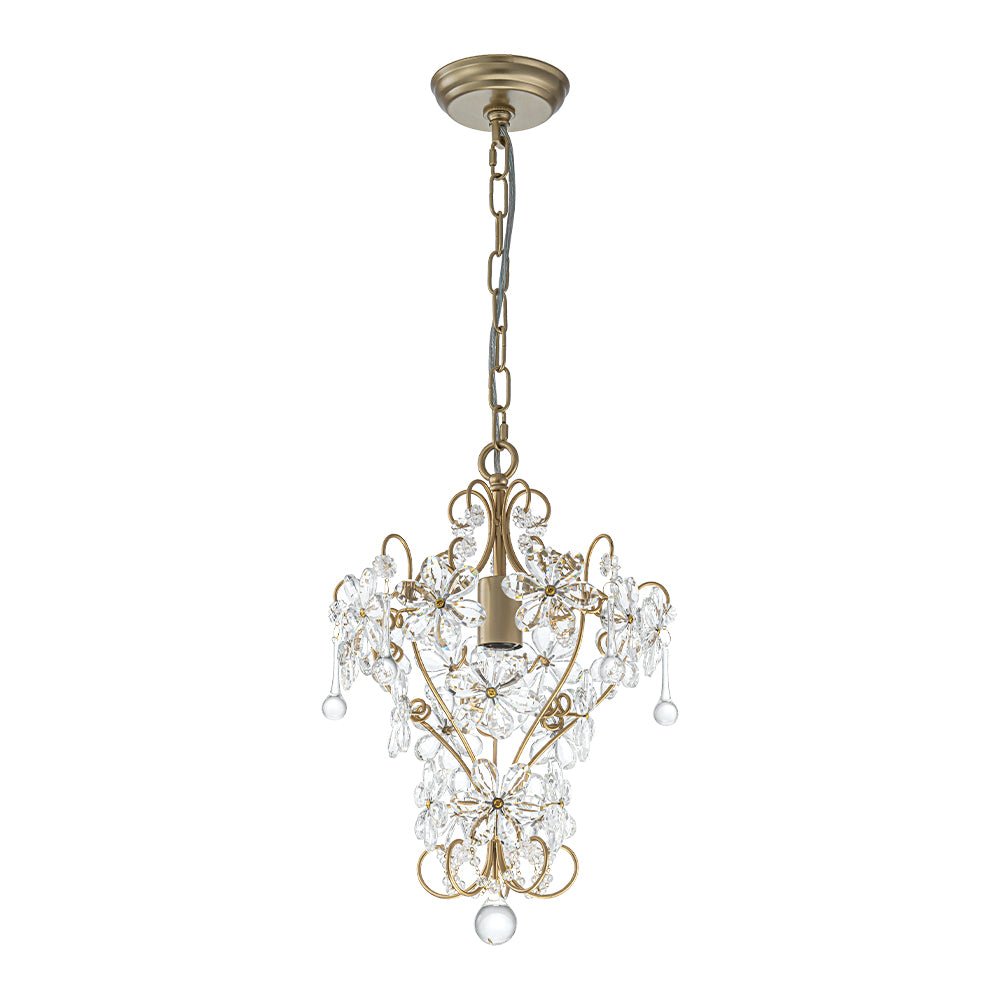 Glam Bloom Floral Crystal Accented Cage Pendant Light