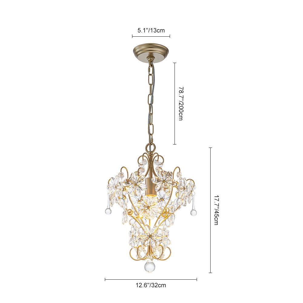 Glam Bloom Floral Crystal Accented Cage Pendant Light