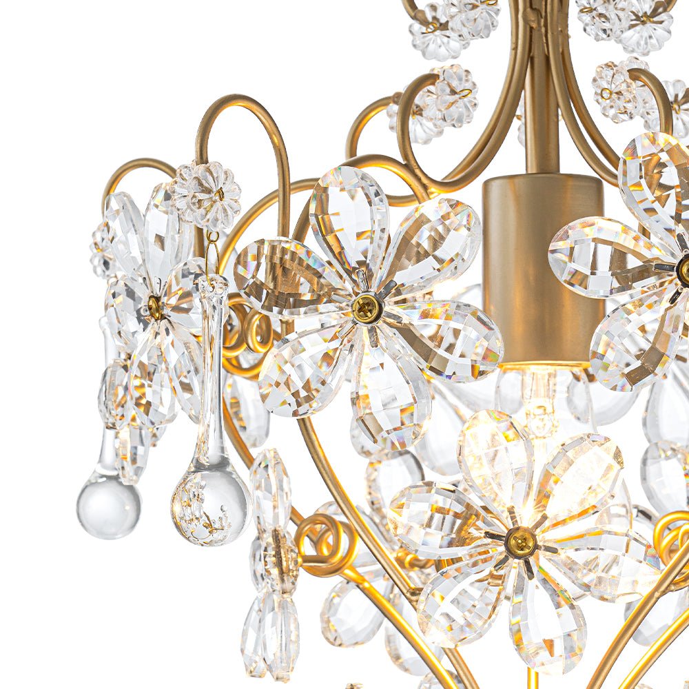 Glam Bloom Floral Crystal Accented Cage Pendant Light