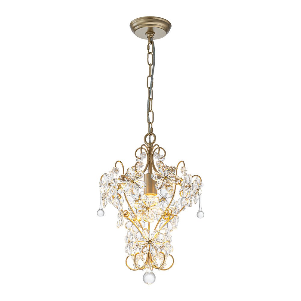 Glam Bloom Floral Crystal Accented Cage Pendant Light