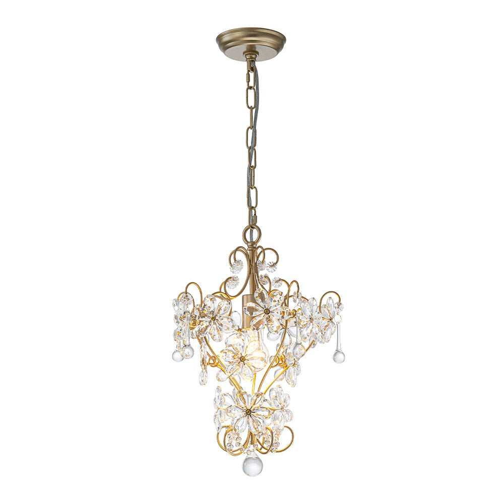 Glam Bloom Floral Crystal Accented Cage Pendant Light
