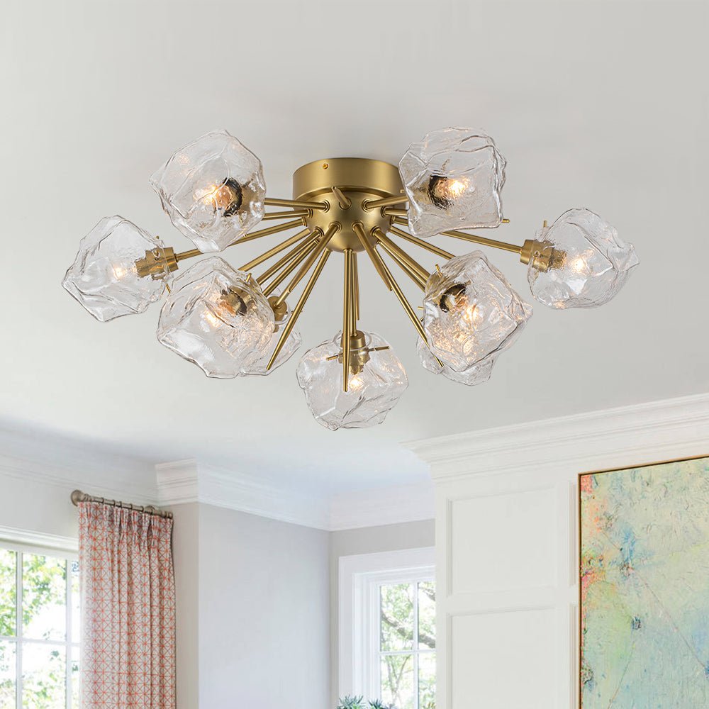 (OpenBox) Glam Brass 9-Light Frozen Ice Style Sputnik Ceiling Light