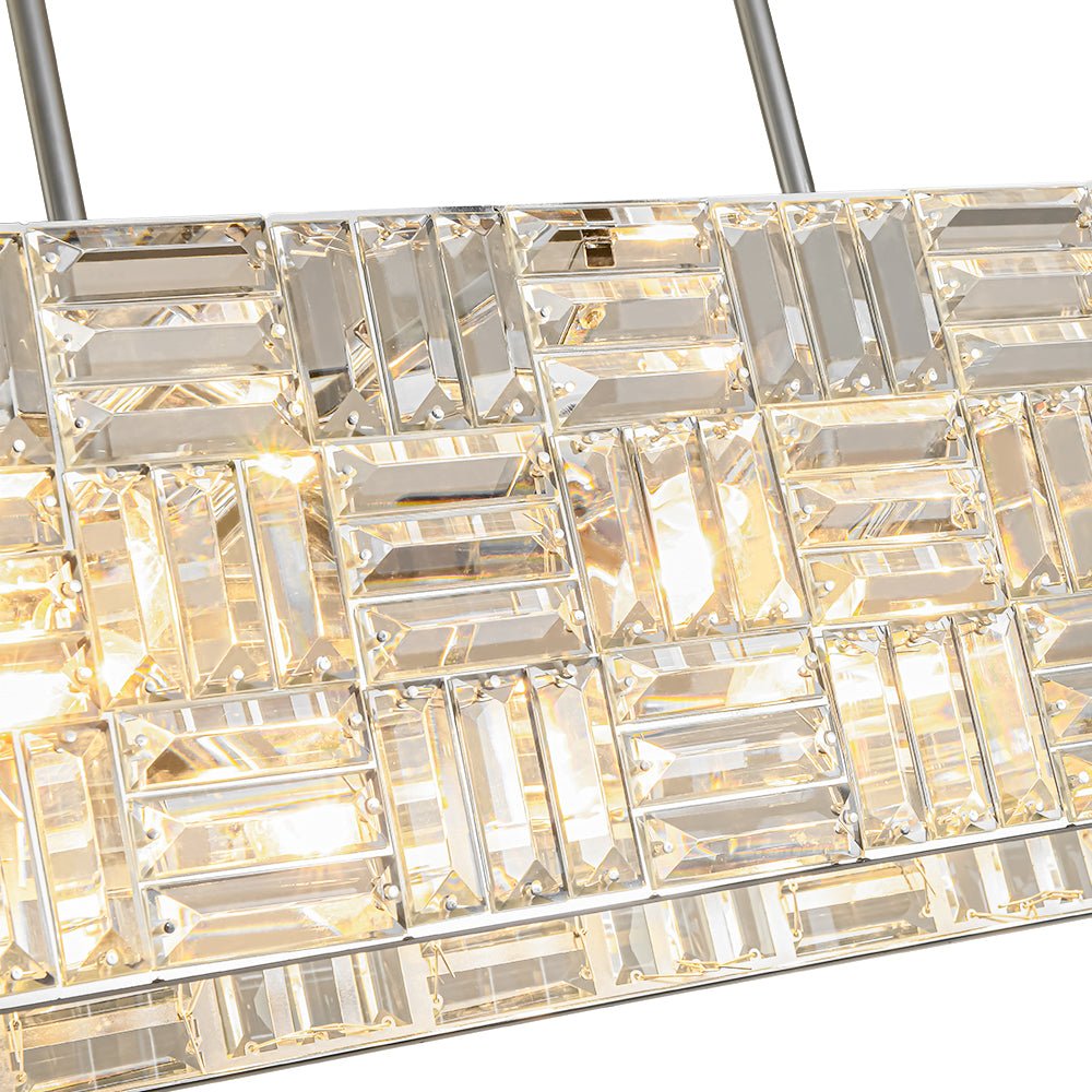 Glam Chrome Dazzle Crystal Rectangle Cage Island Chandelier