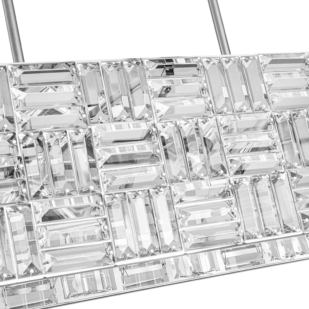 Glam Chrome Dazzle Crystal Rectangle Cage Island Chandelier