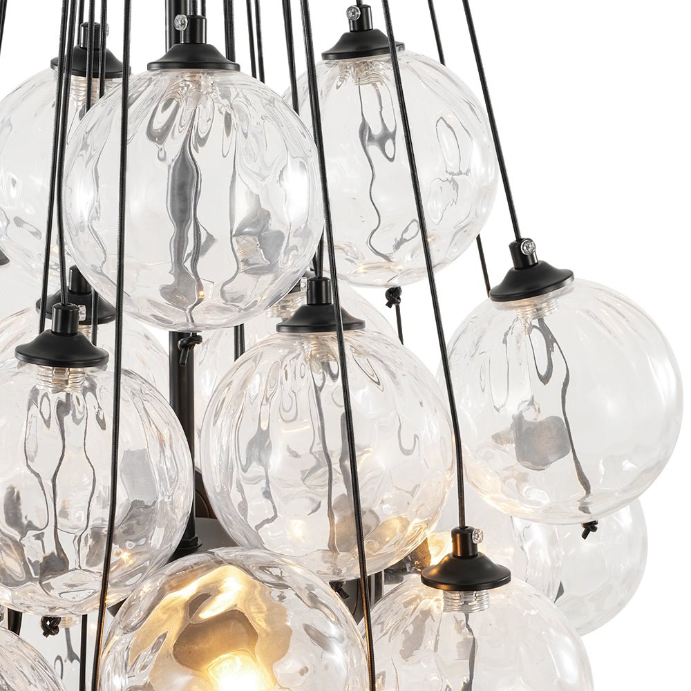 Glam Cluster Textured Water Glass Globe Bubble Chandelier