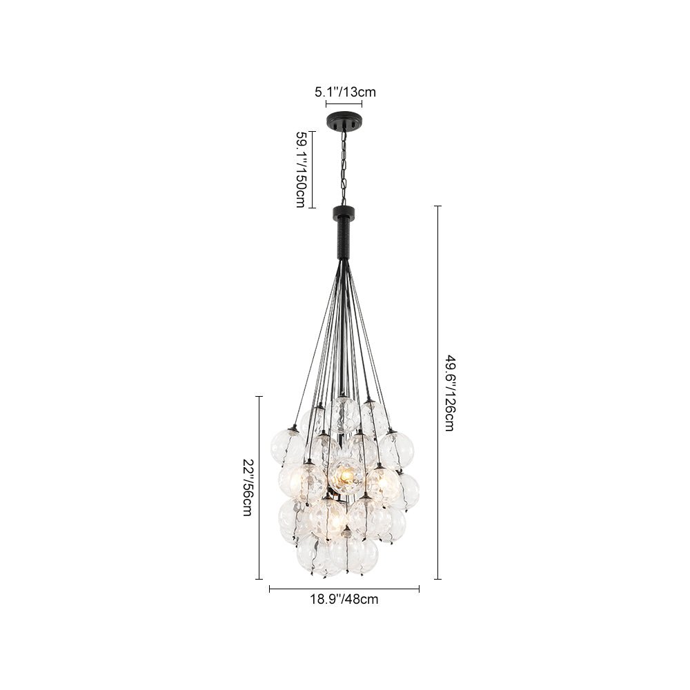 Glam Cluster Textured Water Glass Globe Bubble Chandelier