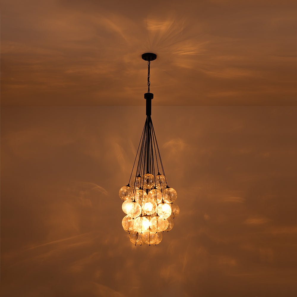 Glam Cluster Textured Water Glass Globe Bubble Chandelier