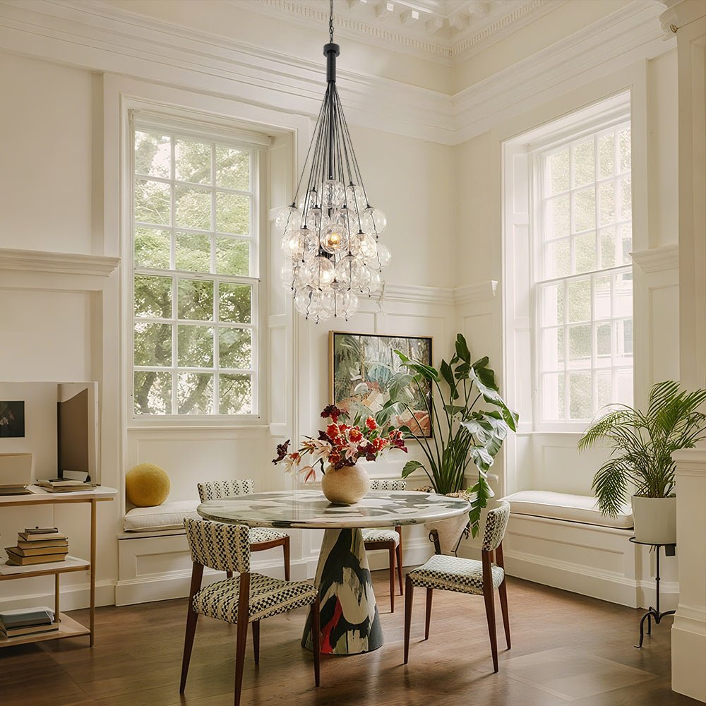 Glam Cluster Textured Water Glass Globe Bubble Chandelier
