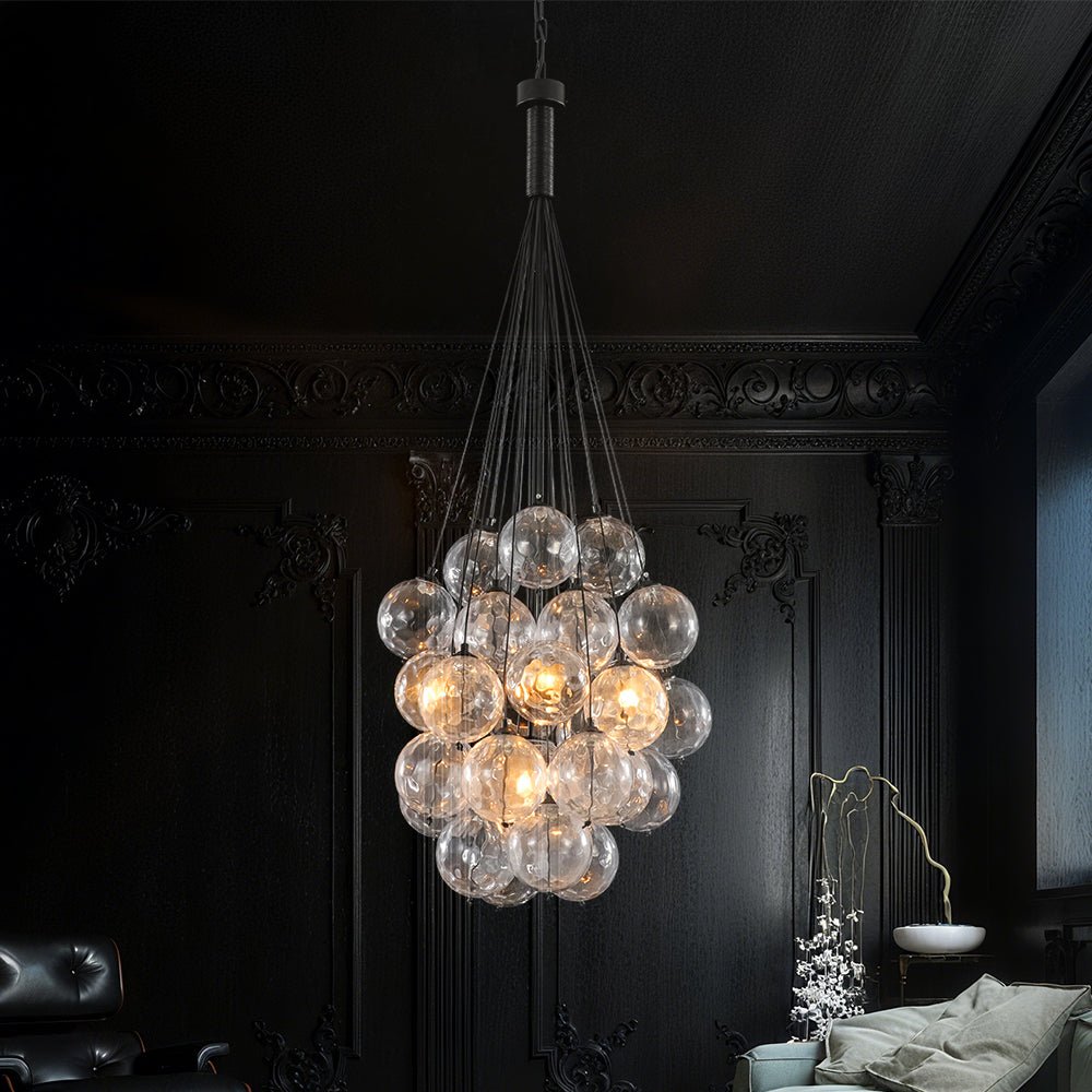 Glam Cluster Textured Water Glass Globe Bubble Chandelier