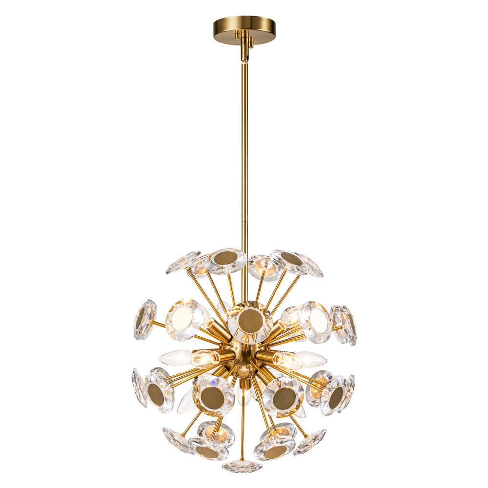 Glam Crystal Accent Brass Sphere Dandelion Chandelier