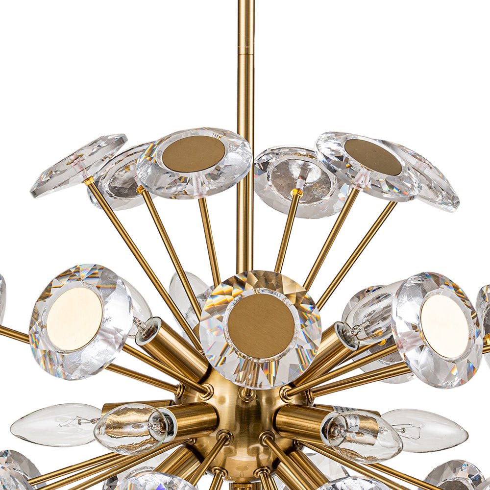 Glam Crystal Accent Brass Sphere Dandelion Chandelier