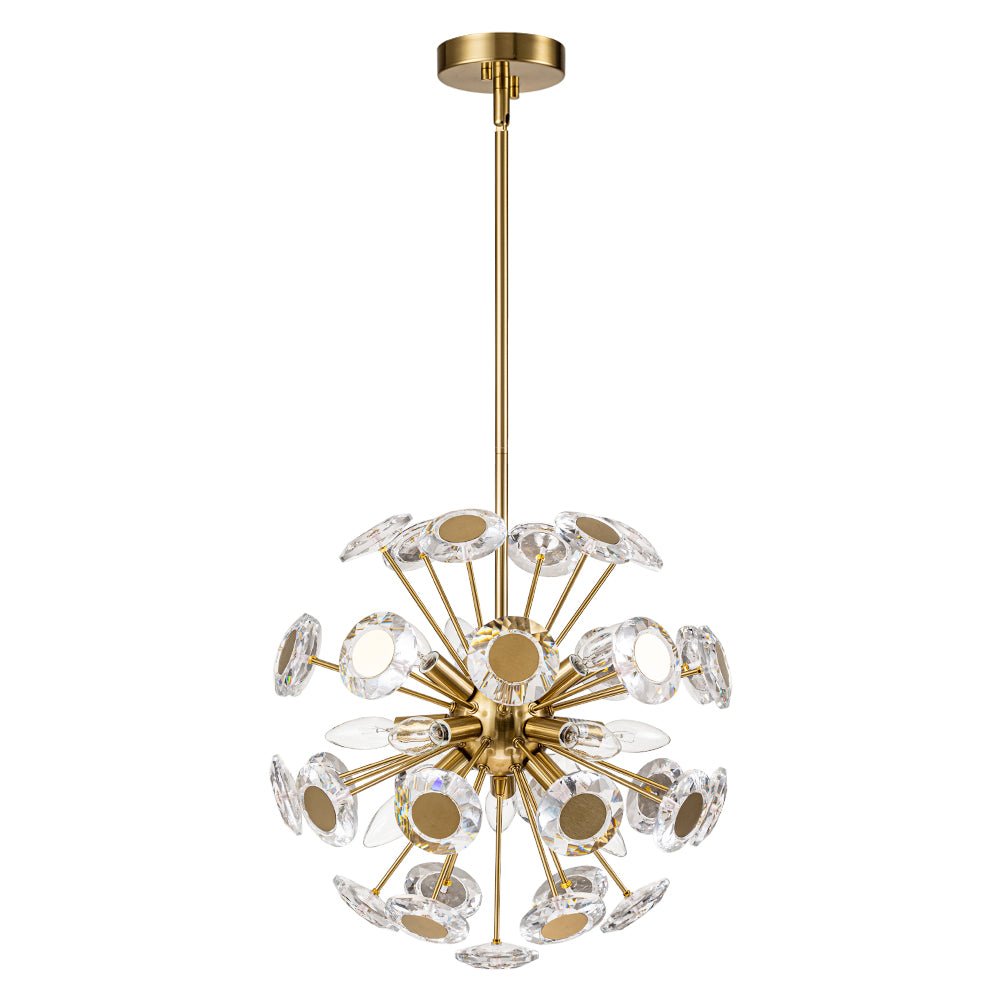 Glam Crystal Accent Brass Sphere Dandelion Chandelier