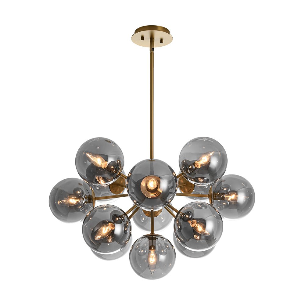 Glam Dark Pearl Sputnik Smoked Glass Bubble Chandelier Light Fixture