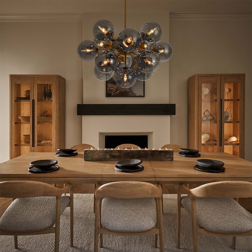 Glam Dark Pearl Sputnik Smoked Glass Bubble Chandelier Light Fixture