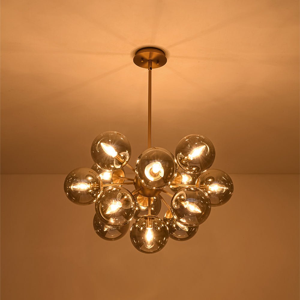 Glam Dark Pearl Sputnik Smoked Glass Bubble Chandelier Light Fixture