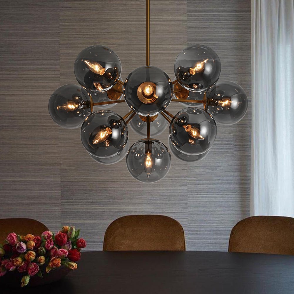 Glam Dark Pearl Sputnik Smoked Glass Bubble Chandelier Light Fixture