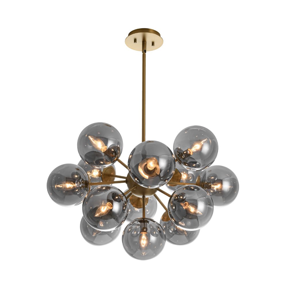 Glam Dark Pearl Sputnik Smoked Glass Bubble Chandelier Light Fixture