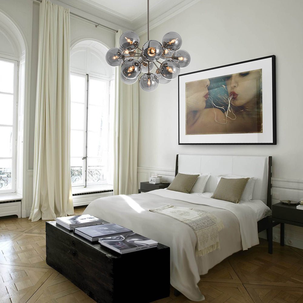 Glam Dark Pearl Sputnik Smoked Glass Bubble Chandelier Light Fixture
