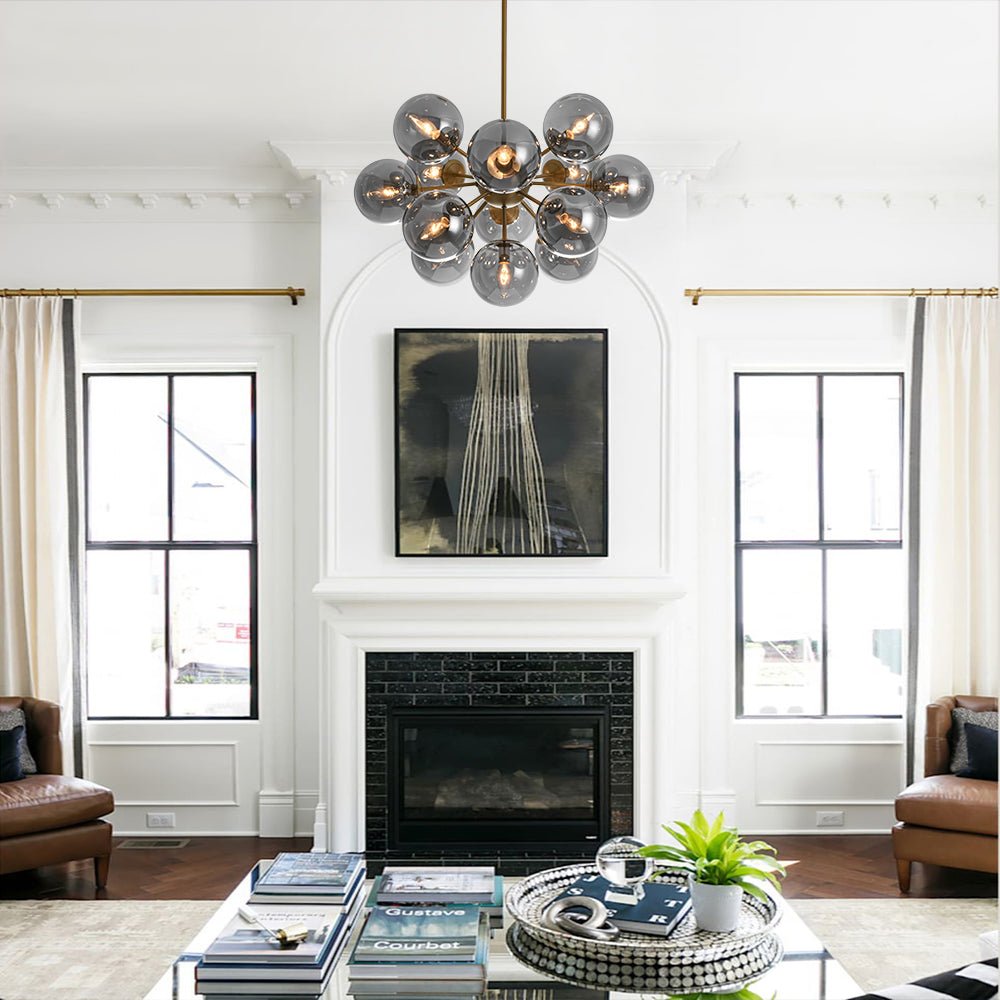 Glam Dark Pearl Sputnik Smoked Glass Bubble Chandelier Light Fixture