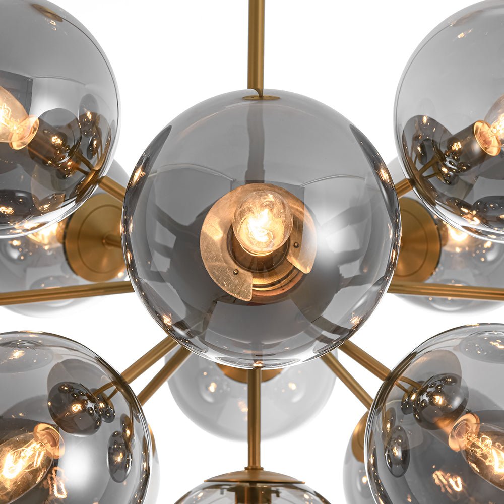 Glam Dark Pearl Sputnik Smoked Glass Bubble Chandelier Light Fixture