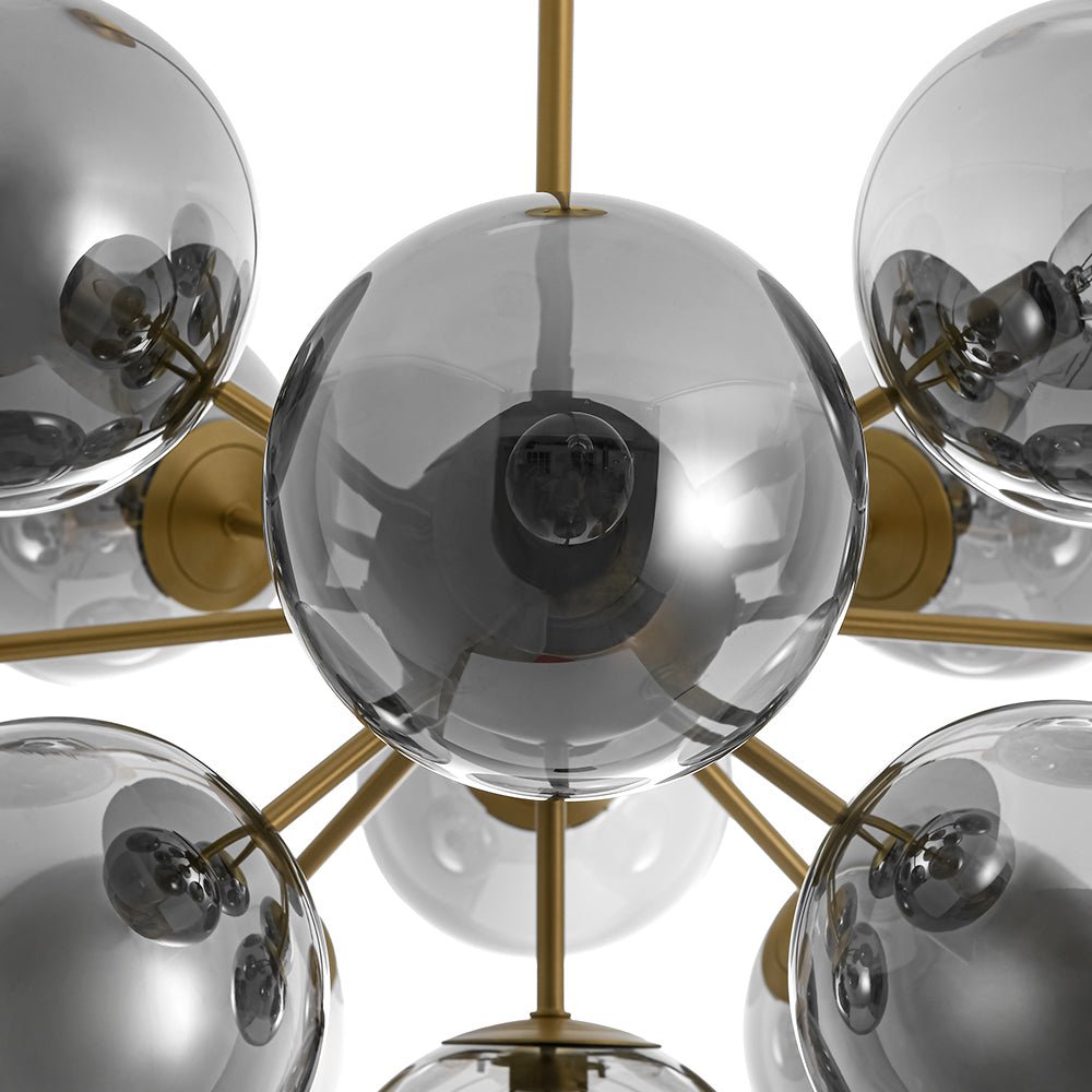 Glam Dark Pearl Sputnik Smoked Glass Bubble Chandelier Light Fixture