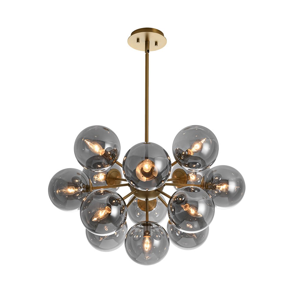 Glam Dark Pearl Sputnik Smoked Glass Bubble Chandelier Light Fixture