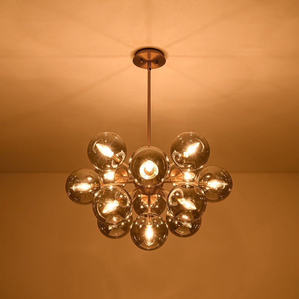 Glam Dark Pearl Sputnik Smoked Glass Bubble Chandelier Light Fixture