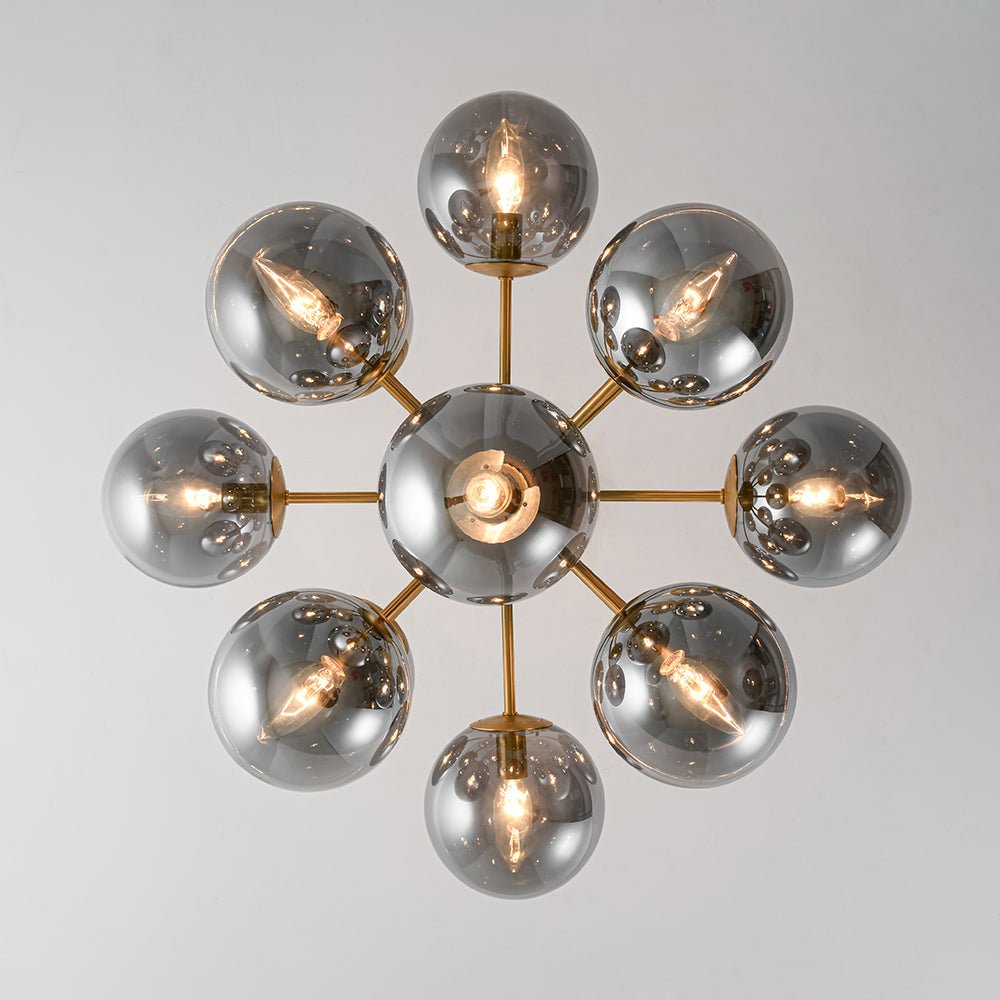Glam Dark Pearl Sputnik Smoked Glass Bubble Chandelier Light Fixture