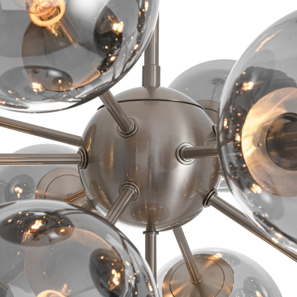Glam Dark Pearl Sputnik Smoked Glass Bubble Chandelier Light Fixture