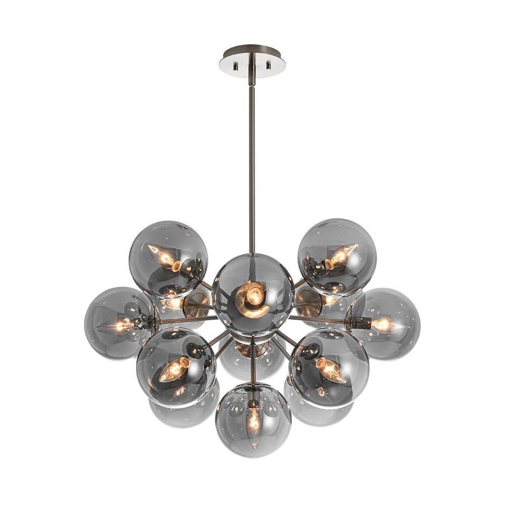Glam Dark Pearl Sputnik Smoked Glass Bubble Chandelier Light Fixture